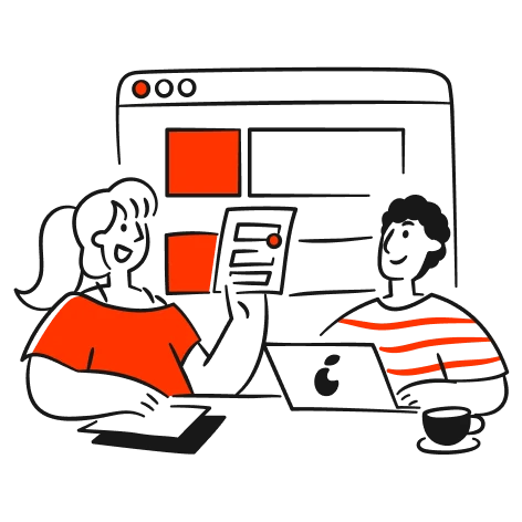 Two people working together