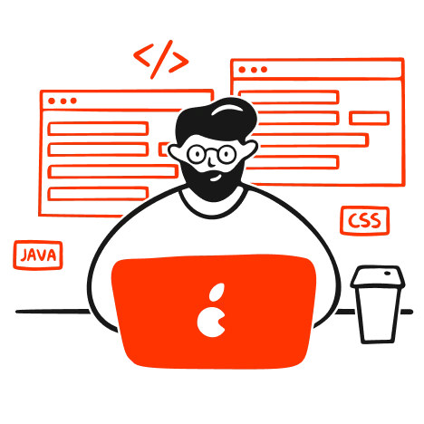 A developer working at his lapto
